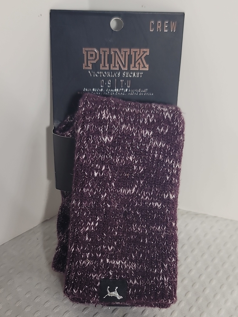 Victoria's Secret PINK Purple Marled Crew Socks with Shimmer